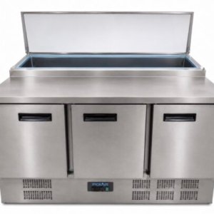 Polar 3 Door Refrigerated Pizza Prep Counter / Saladette – S Steel.