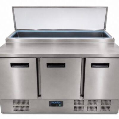 Polar 3 Door Refrigerated Pizza Prep Counter / Saladette - S Steel.