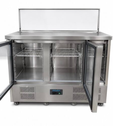 Polar 3 Door Refrigerated Pizza Prep Counter / Saladette - S Steel. - Image 2