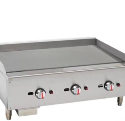 Hamoki EGG-36SX-P Triple Control Gas Countertop Griddle – Chromed Plate – 900mm Commercial Flat Top Grill (Brand New)