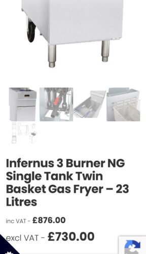 Gas Fryer – 23 Litres Infernus 3 Burner NG Single Tank Twin Basket - Image 5